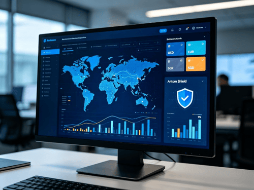 Antom global payment operations dashboard and shield risk management interface