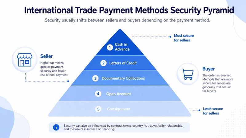 International trade payment methods security pyramid