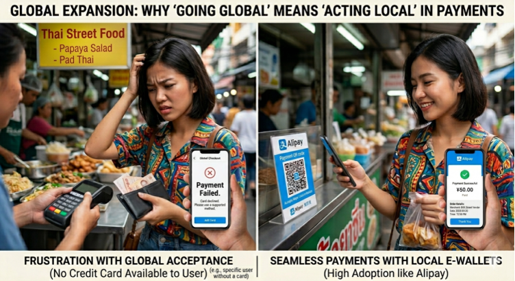 Comparison of failed vs. successful local payment methods