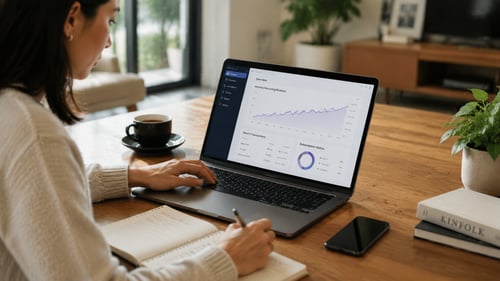 Subscription payment analytics dashboard on laptop