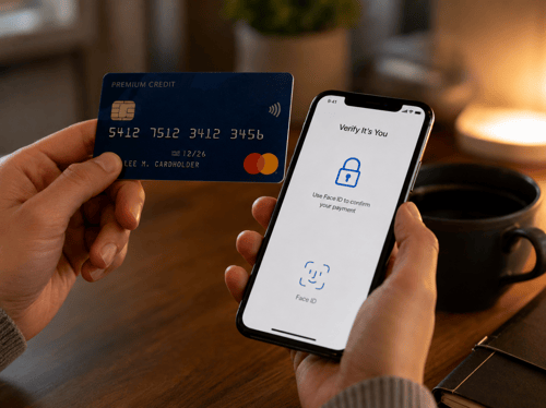 Customer making secure mobile online payment