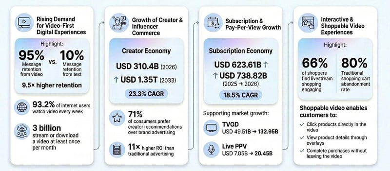 Infographic summarizing the role of video payment in modern business