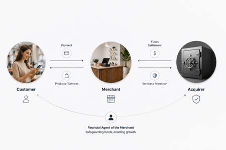 Merchant and acquirer payment relationship diagram