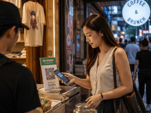 Mobile payment usage in Southeast Asian urban street