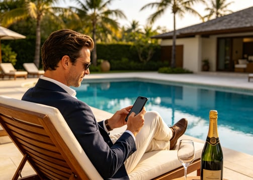 Premium traveler relaxing in a luxury resort