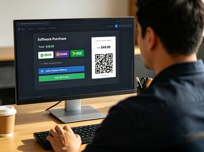 Scanning local payment QR on laptop screen